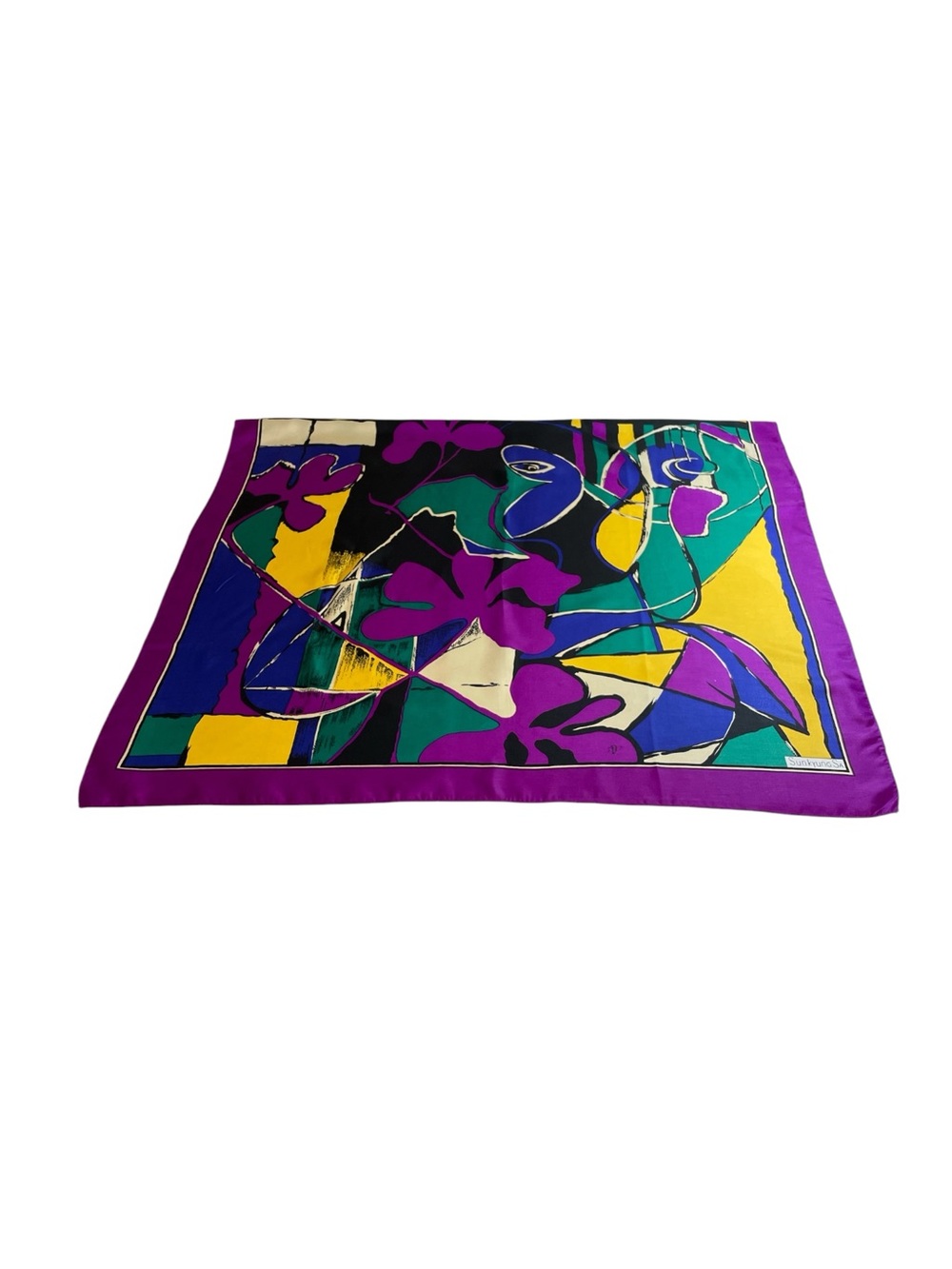 Sunkyung SA Abstract Art Print Scarf 34x34 Purple Multicolor